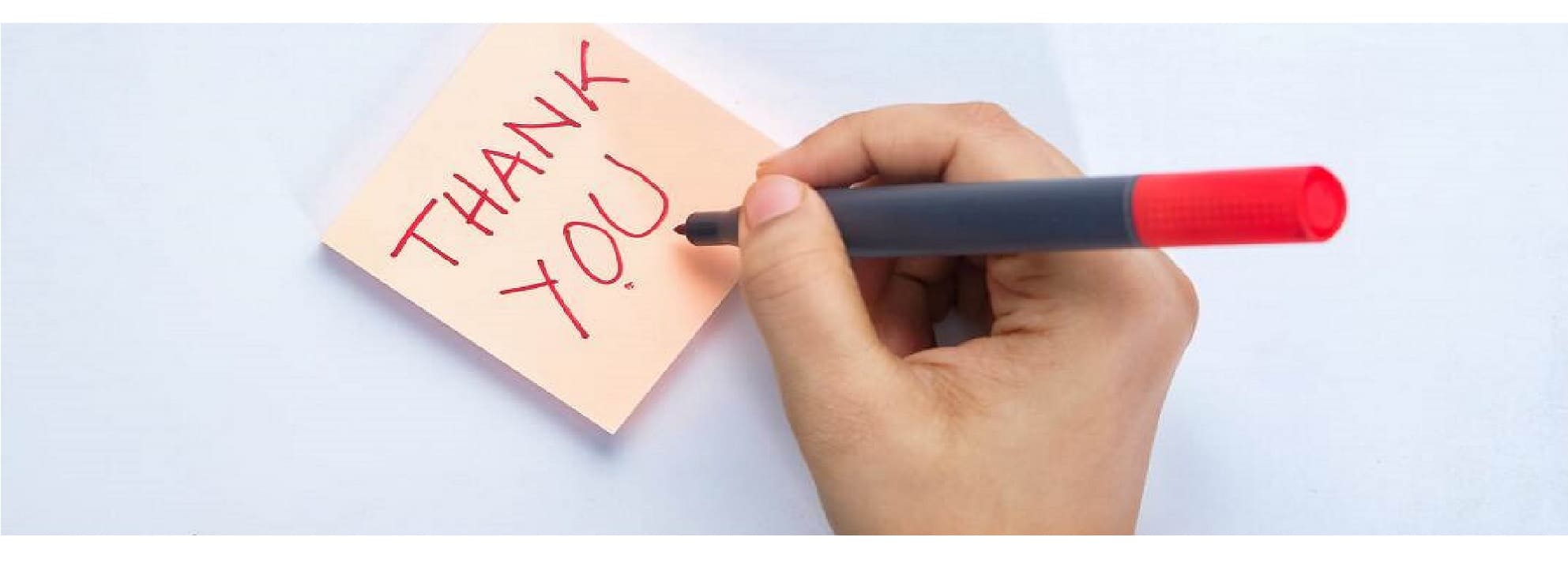 Hand schreibt „Thank you“ – Bildlizenz: Canva
