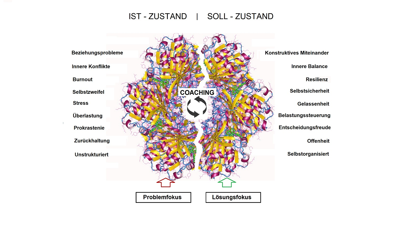 Schematische Darstellung von Elementen des systemischen Coachings – © Reinhard Kotter