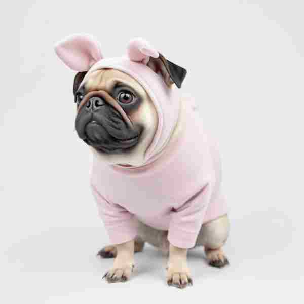 Hund im Schweinekostüm (AI-Illustration, RKaigen)